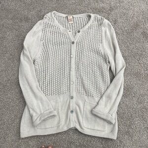 Sundance off white/cream/grey Crochet Cardigan Size M